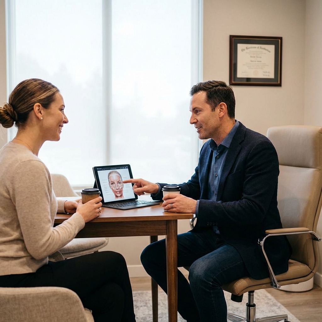 Provider reviewing a biostimulator plan with a client at Icon