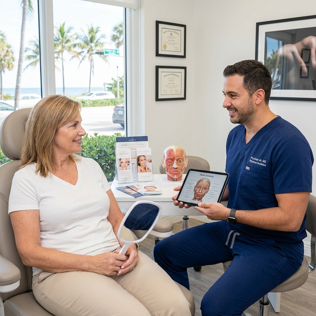 Provider reviewing a Sculptra plan with a client at Icon